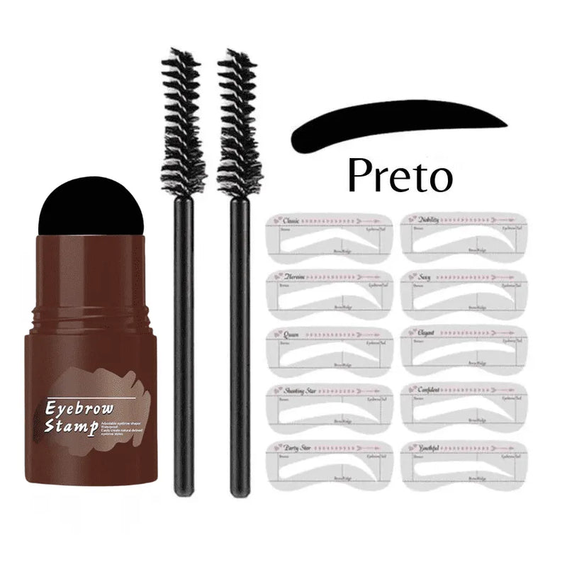 Kit Carimbo, Moldes e Escovinhas para Sobrancelha Eyebrow Shape