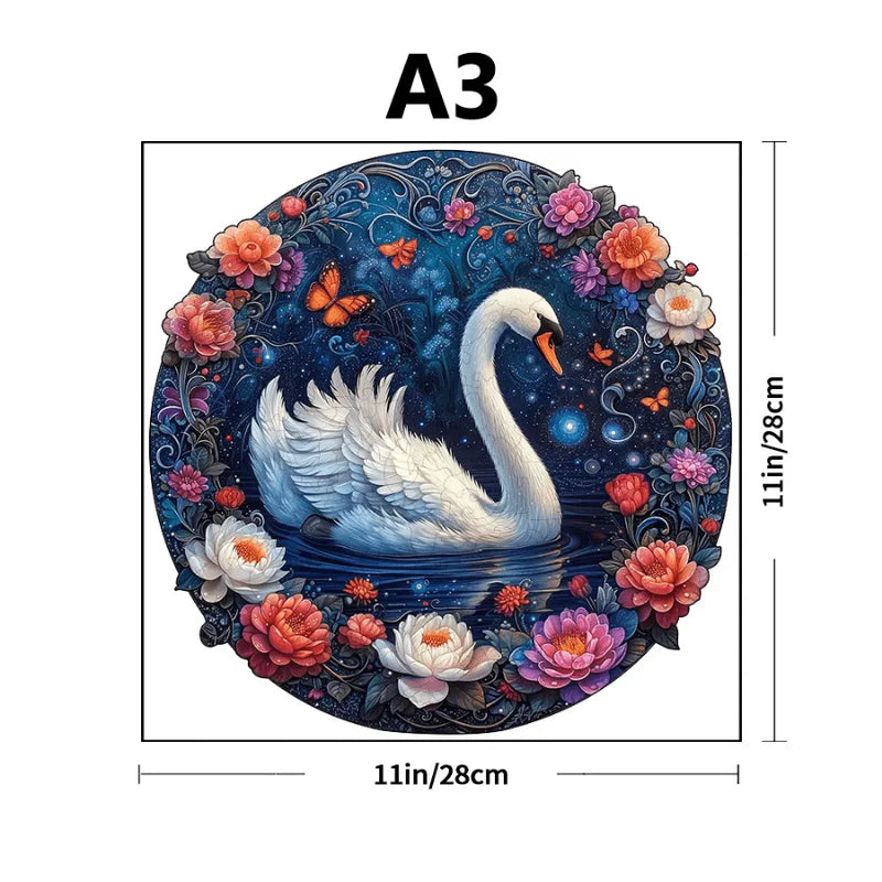 Quebra-Cabeça De Madeira Inova WOOD PUZZLE - Cisne Florido | Diversão Com Diversos Benefícios Para Crianças e Idosos