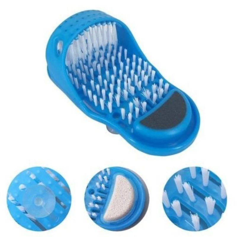 Chinelo com Escova Limpa Pés e Pedra Pome Removível para Higienização dos Pés