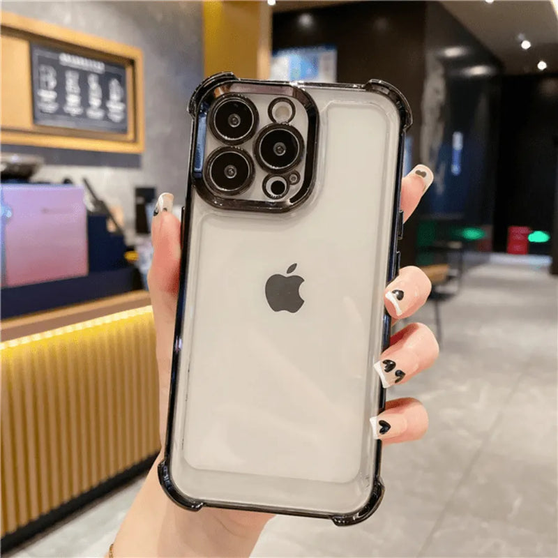 Capinha de Celular para Iphone Translucida Metálica Anti-impacto com Proteção 360º