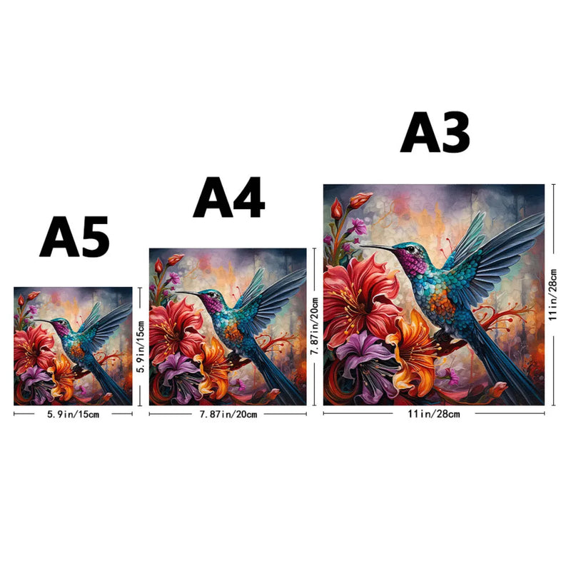 Quebra-Cabeça de Madeira Inova WOOD PUZZLE - Beija-flor da Floresta | Diversão com Diversos Benefícios