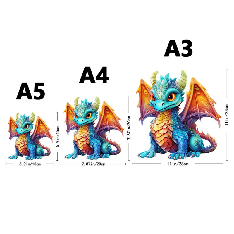 Quebra-Cabeça de Madeira Inova WOOD PUZZLE - Dragão Bebê | Diversão com Diversos Benefícios para Crianças e Idosos