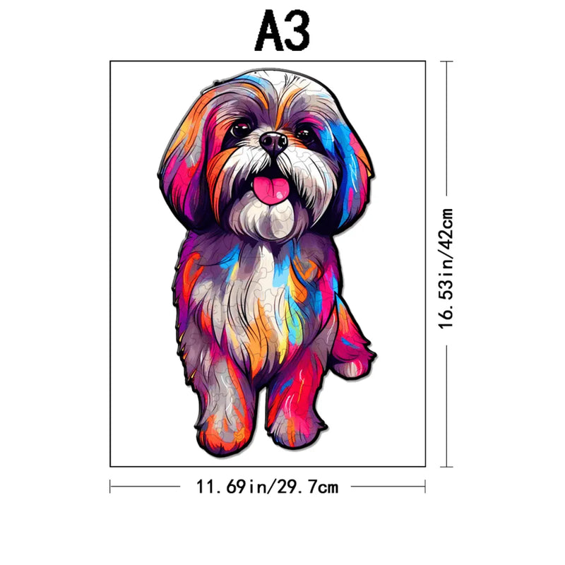 Quebra-Cabeça de Madeira Inova WOOD PUZZLE - Cachorro Branco  | Diversão com Diversos Benefícios