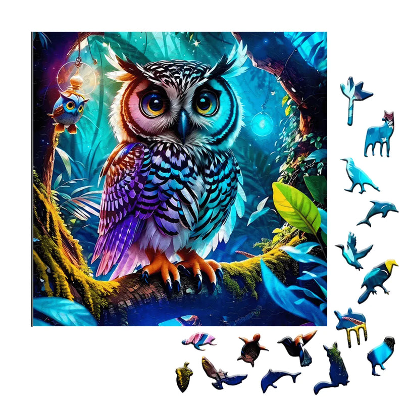Quebra-Cabeça de Madeira Inova WOOD PUZZLE - Coruja Serenidade | Diversão com Diversos Benefícios
