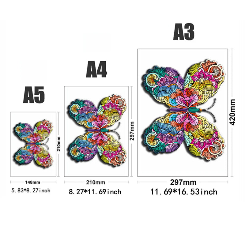 Quebra-Cabeça de Madeira Inova WOOD PUZZLE - Borboleta Mandala | Diversão com Diversos Benefícios para Crianças e Idosos