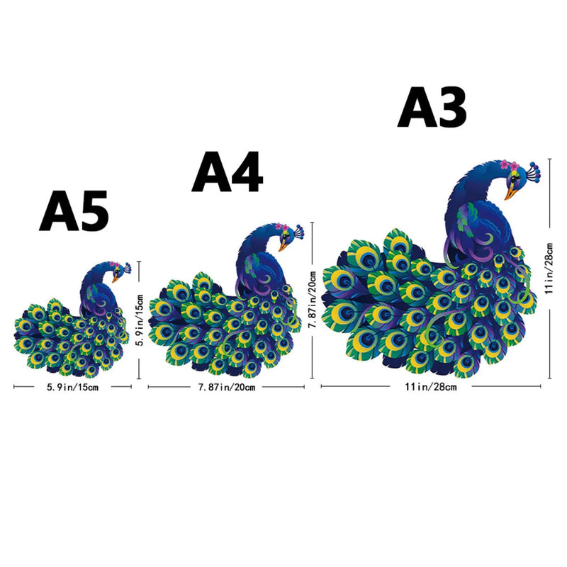 Quebra-Cabeça de Madeira Inova WOOD PUZZLE - Pavão Brasileiro | Diversão com Diversos Benefícios para Crianças e Idosos