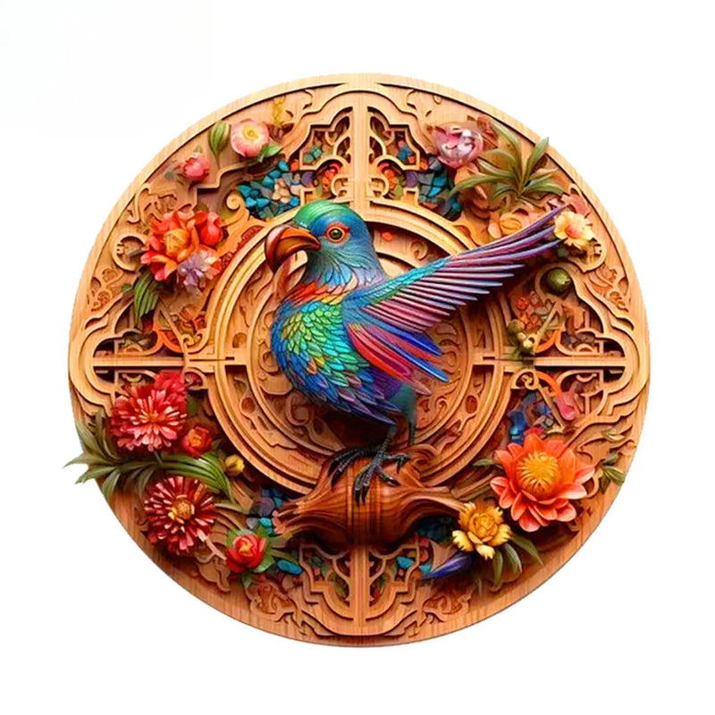 Quebra-Cabeça de Madeira Inova WOOD PUZZLE - Pássaros Floral | Diversão com Diversos Benefícios