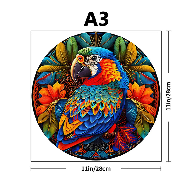 Quebra-Cabeça de Madeira Inova WOOD PUZZLE - Pássaro Colorido | Diversão com Diversos Benefícios para Crianças e Idosos