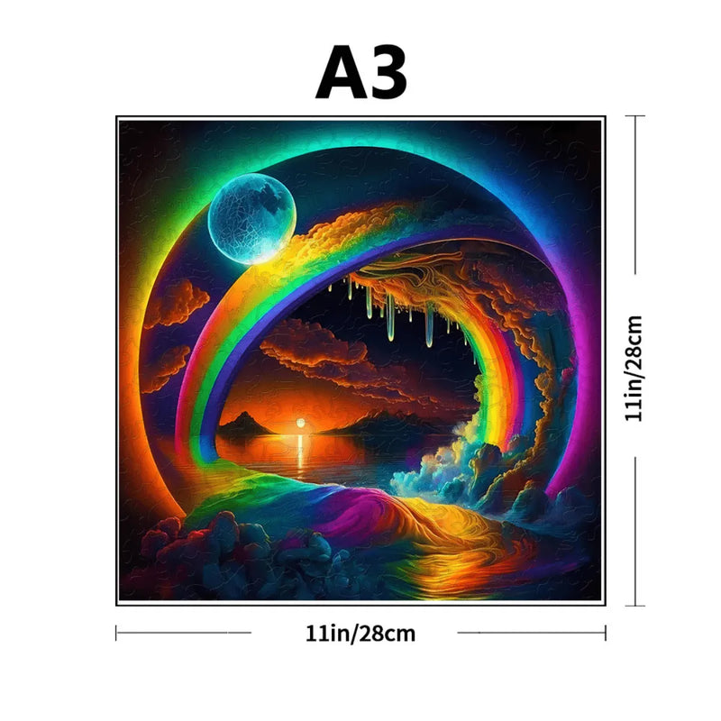Quebra-Cabeça de Madeira Inova WOOD PUZZLE - Arco-íris no Horizonte | Diversão com Diversos Benefícios