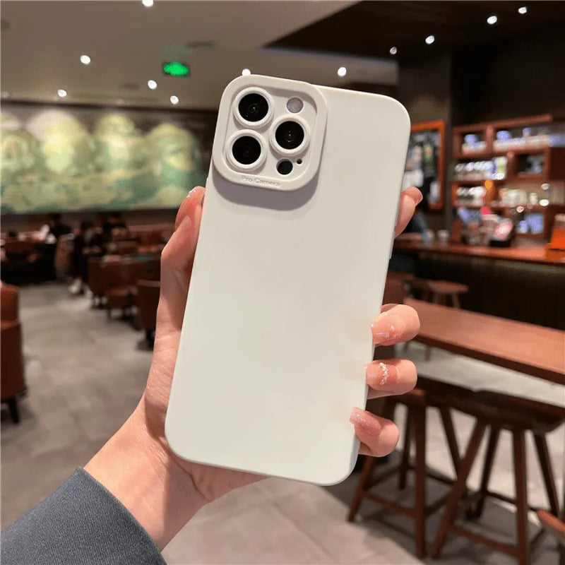 Capinha de Celular para IPhone em Silicone com proteção 360º para as lentes da Câmera Matte Anti-Impacto Câmera Pro