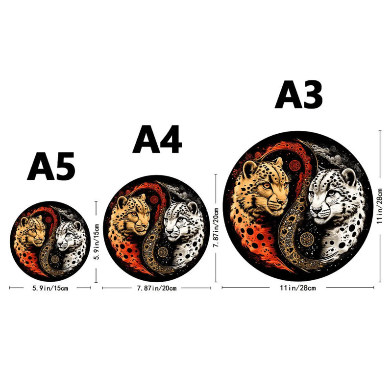 Quebra-Cabeça de Madeira Inova WOOD PUZZLE - Yin-Yang de Tigres | Diversão com Diversos Benefícios para Crianças e Idosos