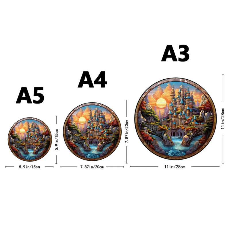 Quebra-Cabeça de Madeira Inova WOOD PUZZLE - Castelo Montanhoso | Diversão com Diversos Benefícios para Crianças e Idosos