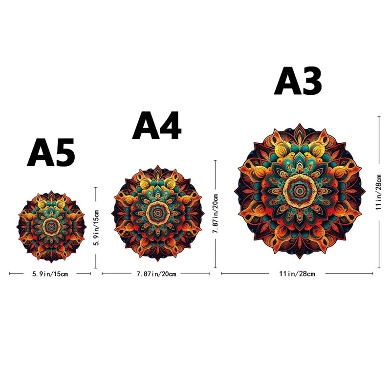 Quebra-Cabeça de Madeira Inova WOOD PUZZLE - Mandala Radiante | Diversão com Diversos Benefícios para Crianças e Idosos