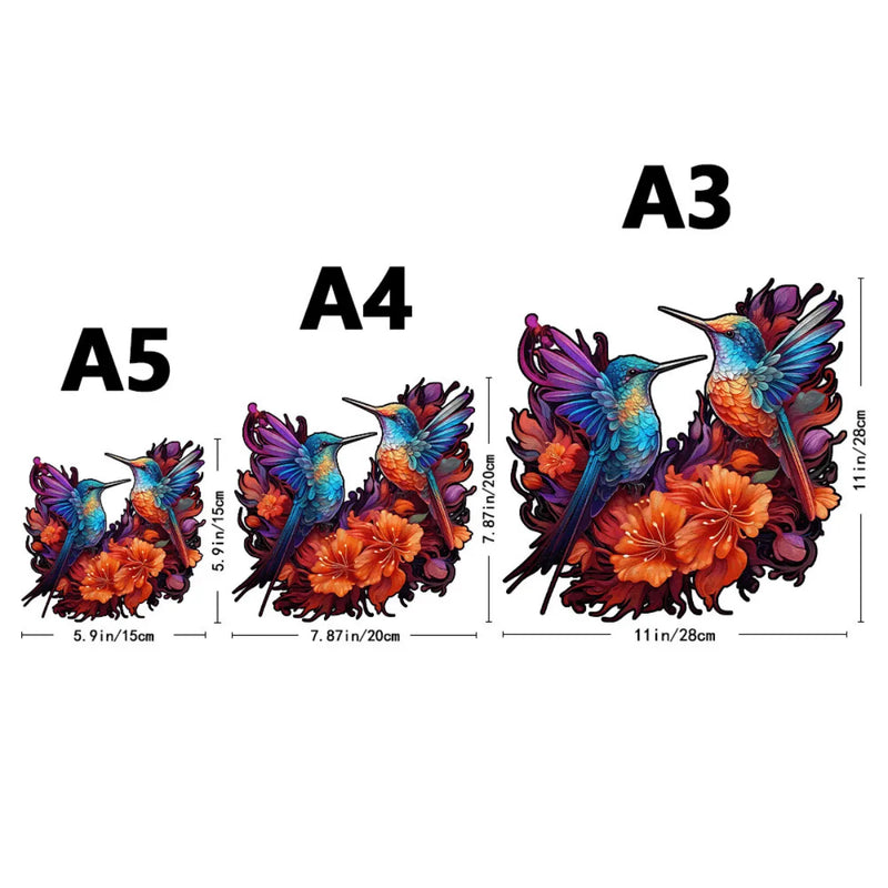 Quebra-Cabeça de Madeira Inova WOOD PUZZLE - Casal Beija-flores | Diversão com Diversos Benefícios para Crianças e Idosos