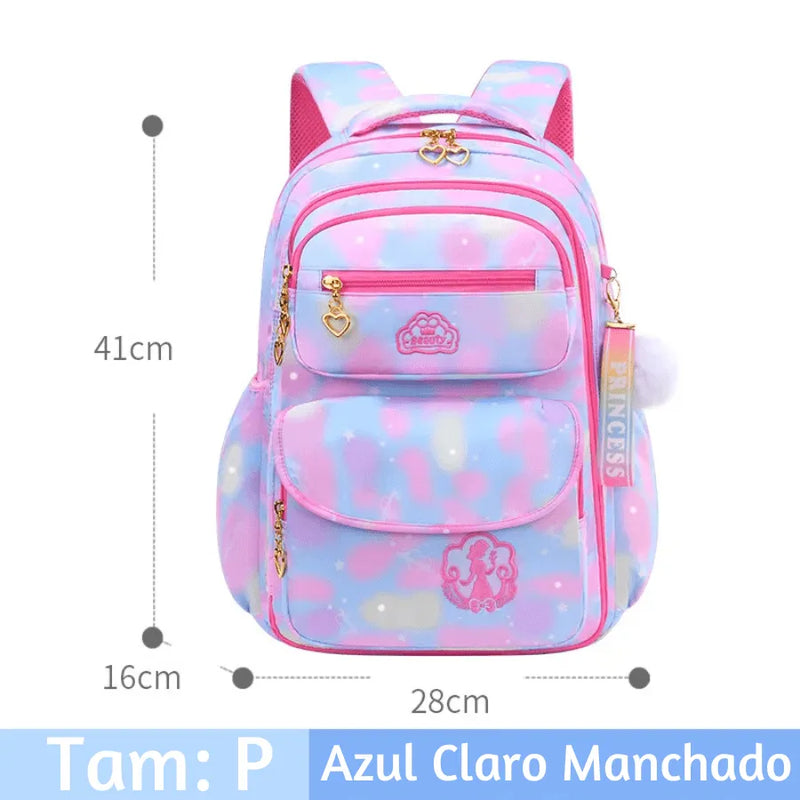 Mochila Infantil Princesa Pink - Otopédica, Leve e Resistente, Impermeável e Alta Capacidade