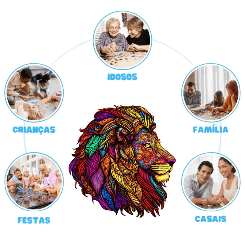 Quebra-Cabeça de Madeira Inova WOOD PUZZLE - Perfil da Selva | Diversão com Diversos Benefícios para Crianças e Idosos