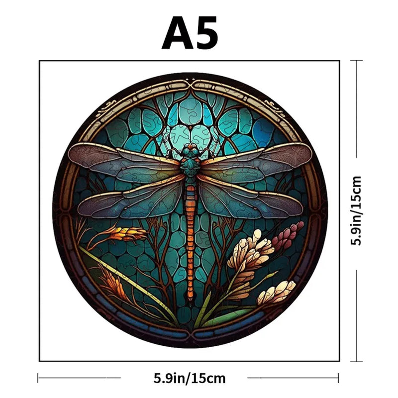 Quebra-Cabeça De Madeira Inova WOOD PUZZLE - Libélula Mandala | Diversão Com Diversos Benefícios Para Crianças e Idosos