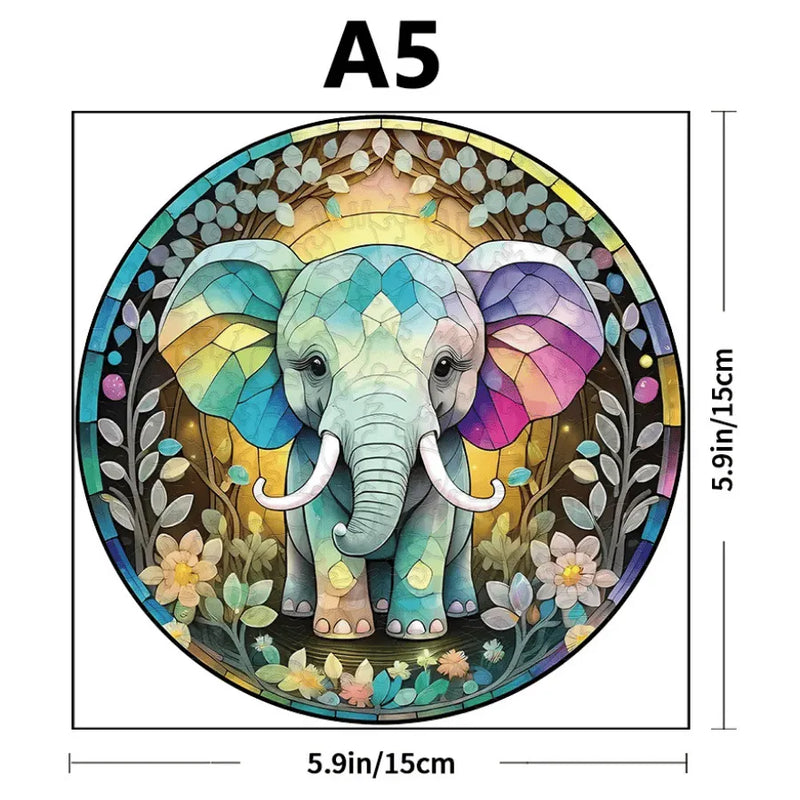 Quebra-Cabeça De Madeira Inova WOOD PUZZLE - Elefante Em Cristal | Diversão Com Diversos Benefícios Para Crianças e Idosos