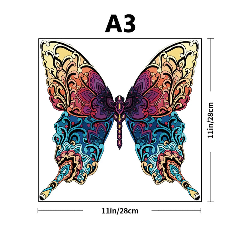 Quebra-Cabeça de Madeira Inova WOOD PUZZLE - Borboleta Vibrante  | Diversão com Diversos Benefícios para Crianças e Idosos