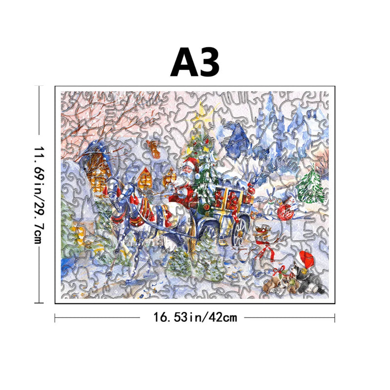 Quebra-Cabeça de Madeira Inova WOOD PUZZLE - Vilarejo Natalino | Diversão com Diversos Benefícios para Crianças e Idosos
