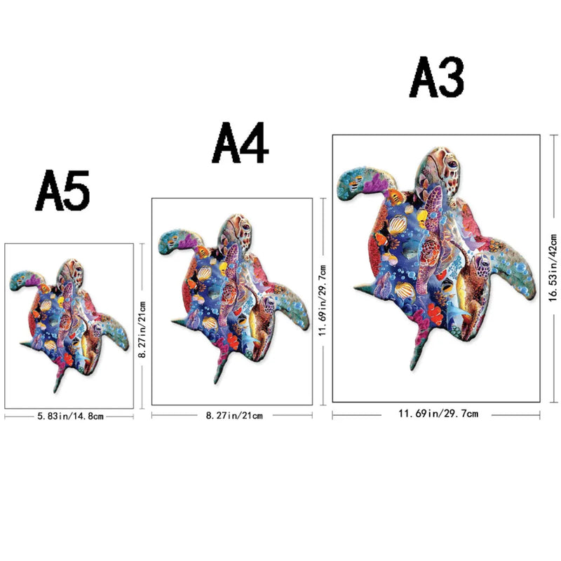 Quebra-Cabeça de Madeira Inova WOOD PUZZLE - Tartaruga Oceânica | Diversão com Diversos Benefícios para Crianças e Idosos