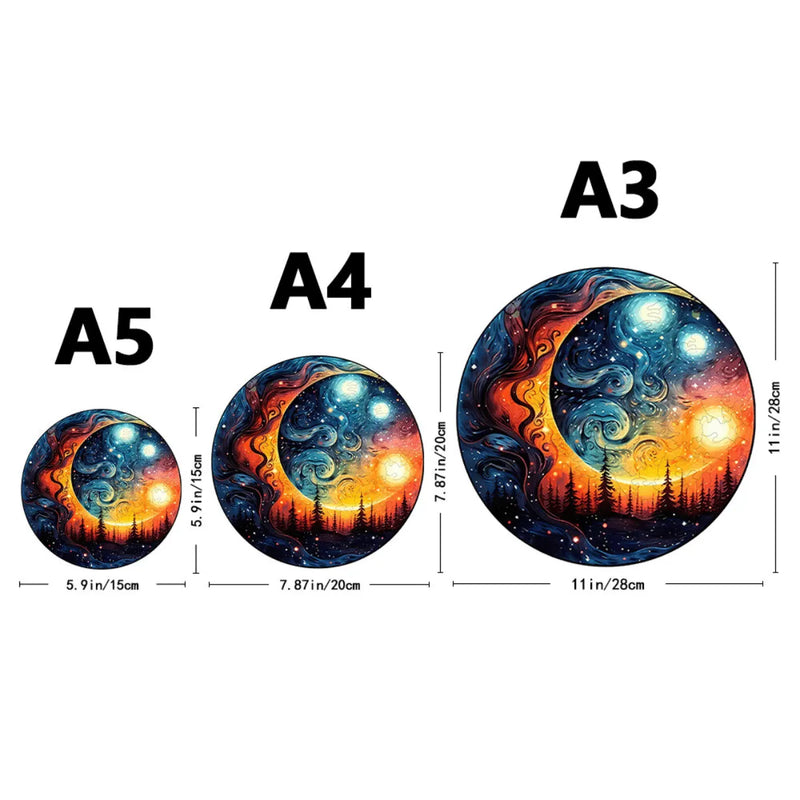 Quebra-Cabeça de Madeira Inova WOOD PUZZLE - Lua Céu de Inverno | Diversão com Diversos Benefícios