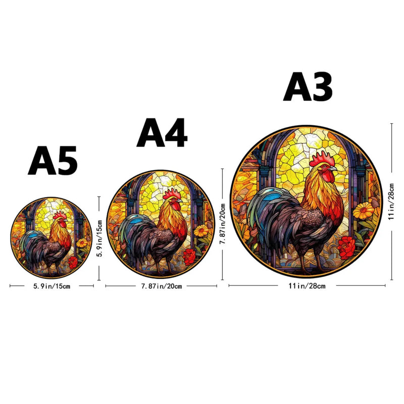 Quebra-Cabeça de Madeira Inova WOOD PUZZLE - Galo na Vidraça | Diversão com Diversos Benefícios para Crianças e Idosos