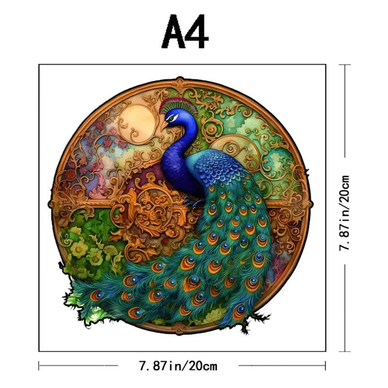 Quebra-Cabeça De Madeira Inova WOOD PUZZLE - Pavão Rei | Diversão Com Diversos Benefícios Para Crianças e Idosos