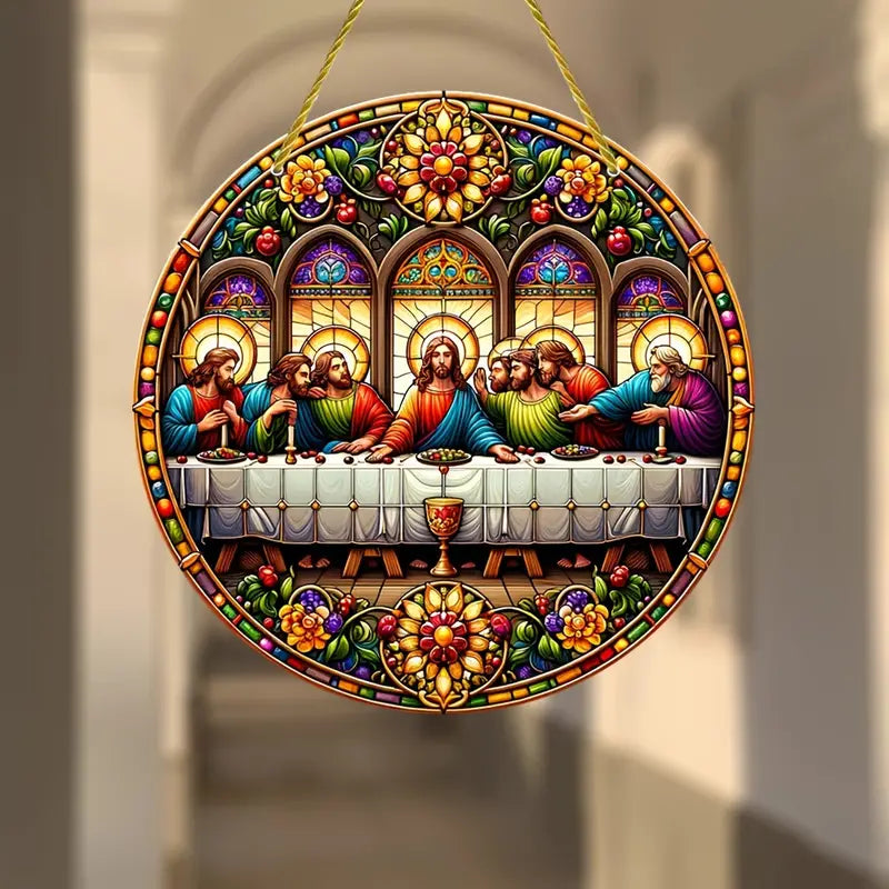 Vitral Decorativo Santa Ceia Em Acrílico - Decoração Religiosa Para Sua Casa