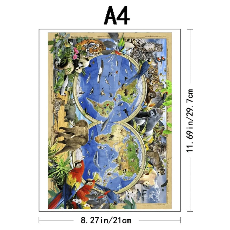 Quebra-Cabeça De Madeira Inova WOOD PUZZLE - Globo Selvagem | Diversão Com Diversos Benefícios Para Crianças e Idosos