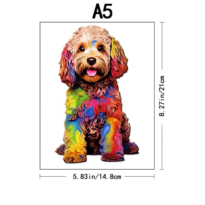 Quebra-Cabeça de Madeira Inova WOOD PUZZLE - Cachorro Aquarela | Diversão com Diversos Benefícios para Crianças e Idosos