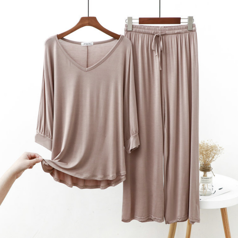 Pijama Feminino Dreamy Gentle - Conjunto Com Calça e Camisa Longa Super Confortável em Algodão | Conforto Absoluto, Leve e Elegante
