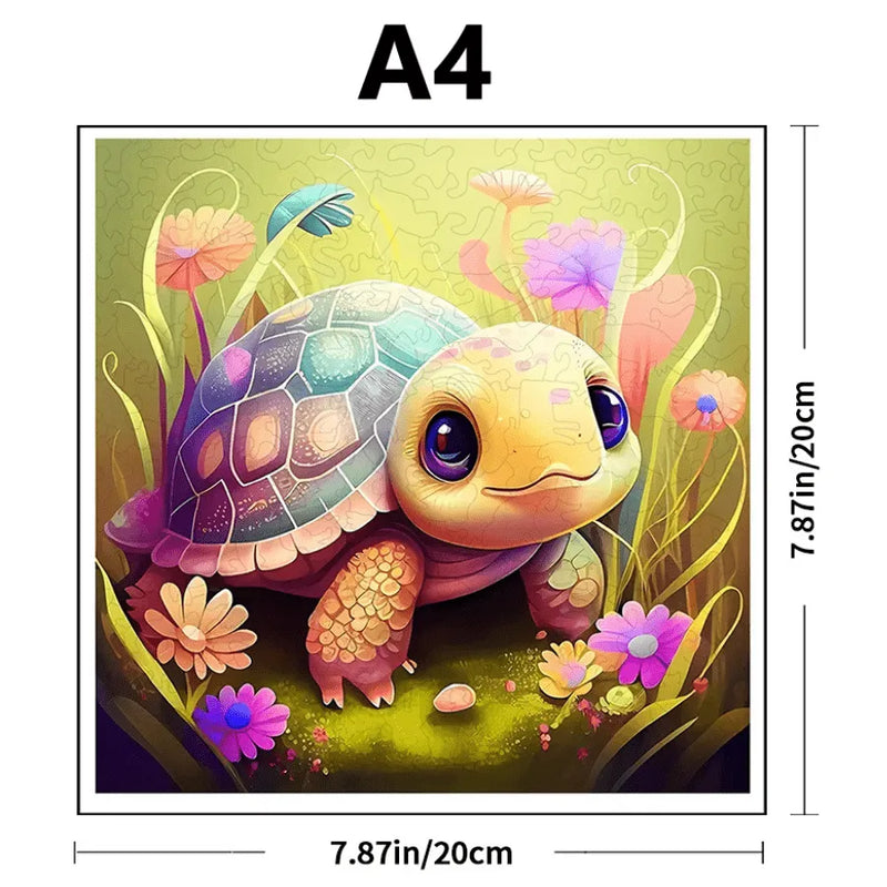 Quebra-Cabeça De Madeira Inova WOOD PUZZLE - Tartaruga Fofa | Diversão Com Diversos Benefícios Para Crianças e Idosos