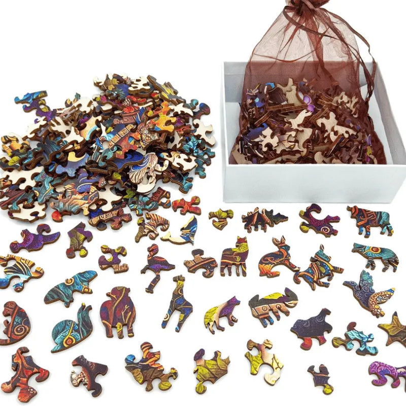 Quebra-Cabeça De Madeira Inova WOOD PUZZLE - Pavão Rei Tropical | Diversão Com Diversos Benefícios Para Crianças e Idosos