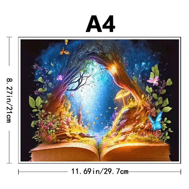 Quebra-Cabeça De Madeira Inova WOOD PUZZLE - Livro Encantado | Diversão Com Diversos Benefícios