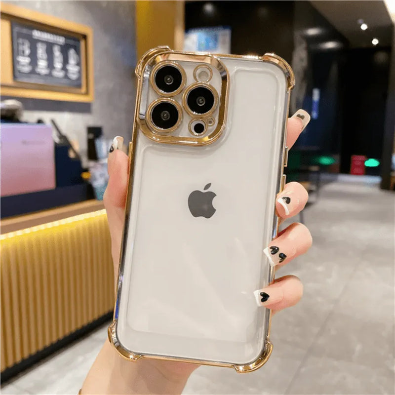Capinha de Celular para Iphone Translucida Metálica Anti-impacto com Proteção 360º