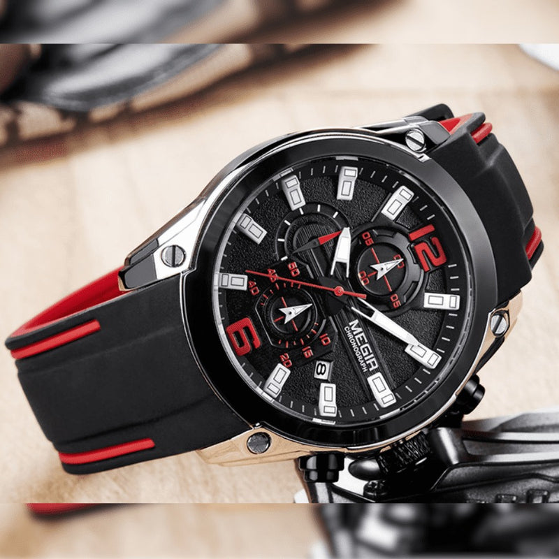Relógio Masculino MEGIR CRONOGRAPH HERO 4 - Movimento de Quartzo, Cronógrafo Funcional, Resistente à Água 30m