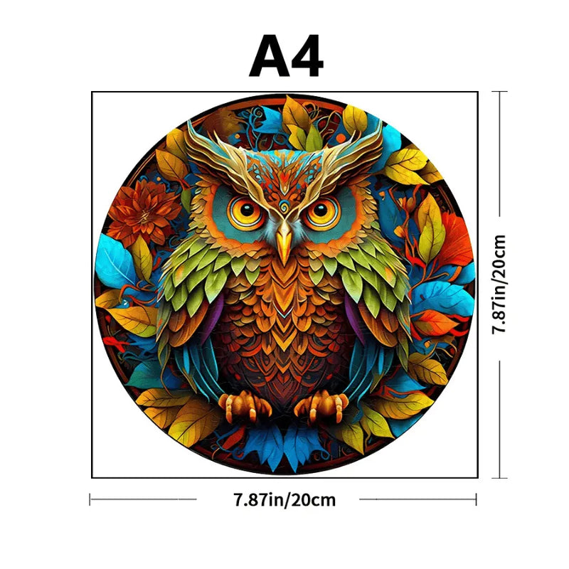 Quebra-Cabeça De Madeira Inova WOOD PUZZLE - Coruja e Folhas | Diversão Com Diversos Benefícios