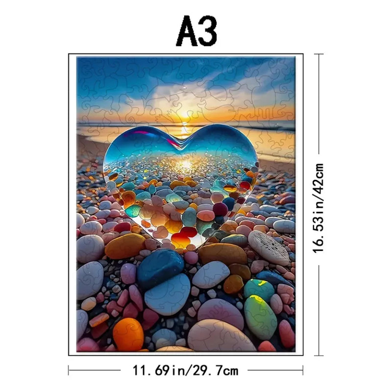 Quebra-Cabeça De Madeira Inova WOOD PUZZLE - Coração do Mar | Diversão Com Diversos Benefícios Para Crianças e Idosos