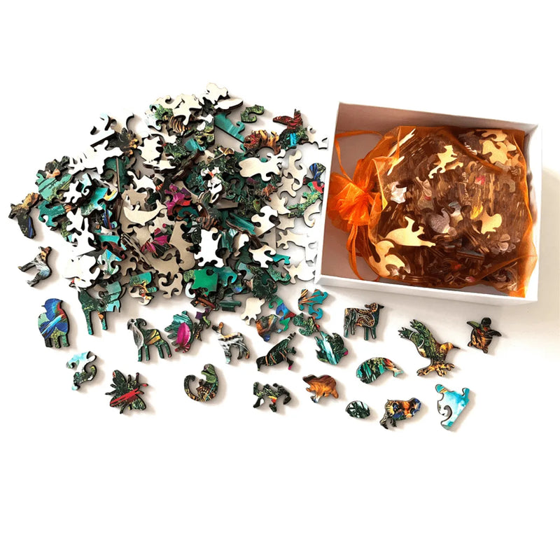 Quebra-Cabeça de Madeira Inova WOOD PUZZLE - Cervo Floral | Diversão com Diversos Benefícios para Crianças e Idosos