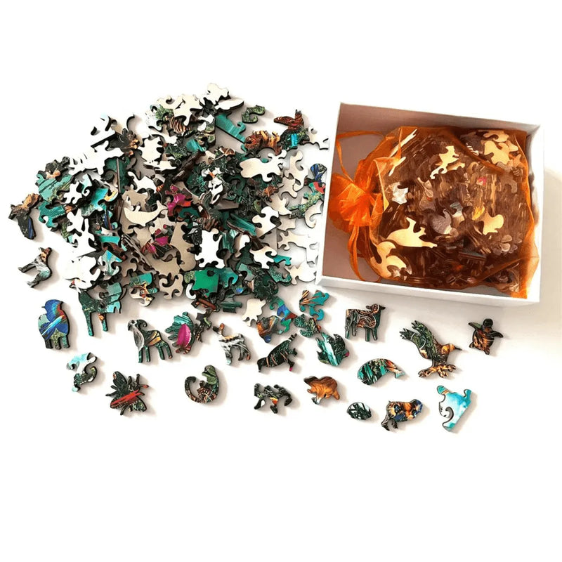 Quebra-Cabeça de Madeira Inova WOOD PUZZLE - Pinguins Aquarela | Diversão com Diversos Benefícios para Crianças e Idosos