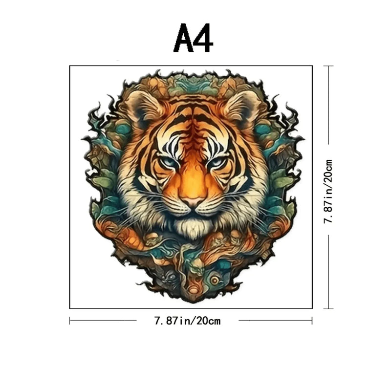 Quebra-Cabeça de Madeira Inova WOOD PUZZLE - Tigre da Floresta | Diversão com Diversos Benefícios para Crianças e Idosos