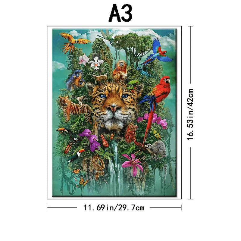 Quebra-Cabeça de Madeira Inova WOOD PUZZLE - Leopardo e Árvore | Diversão com Diversos Benefícios