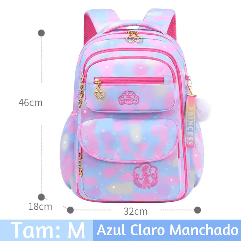 Mochila Infantil Princesa Pink - Otopédica, Leve e Resistente, Impermeável e Alta Capacidade
