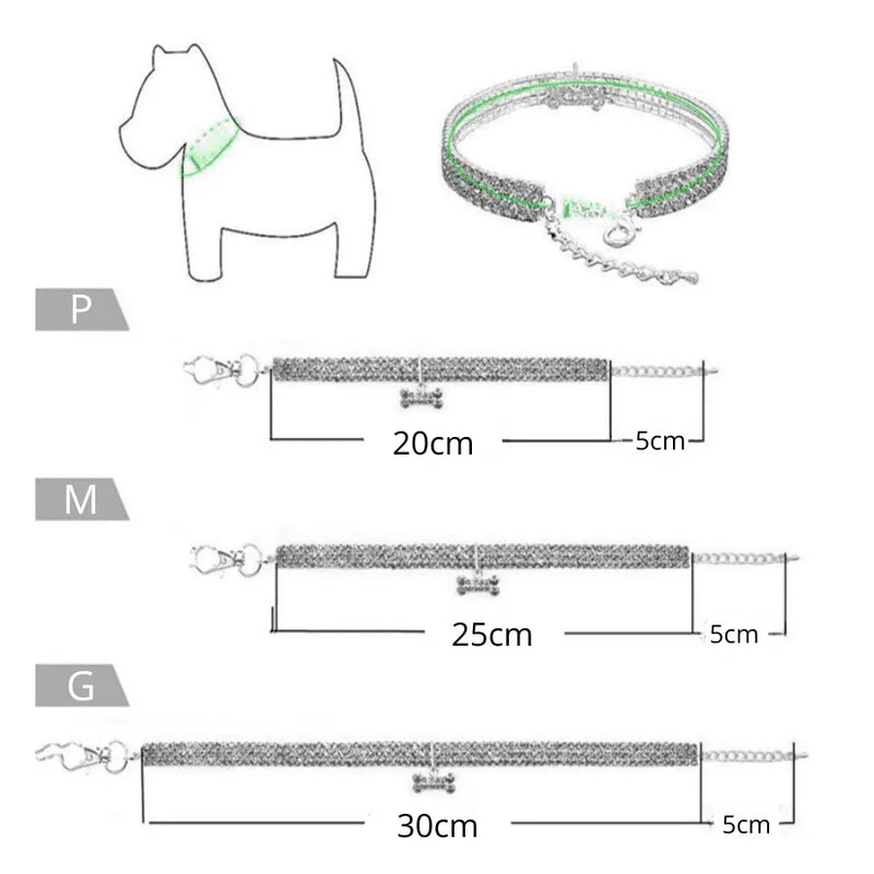 Colar Pet Chique - Coleira Cravejada De Cristais De Zircônia | Seu Pet Ainda Mais Estiloso!
