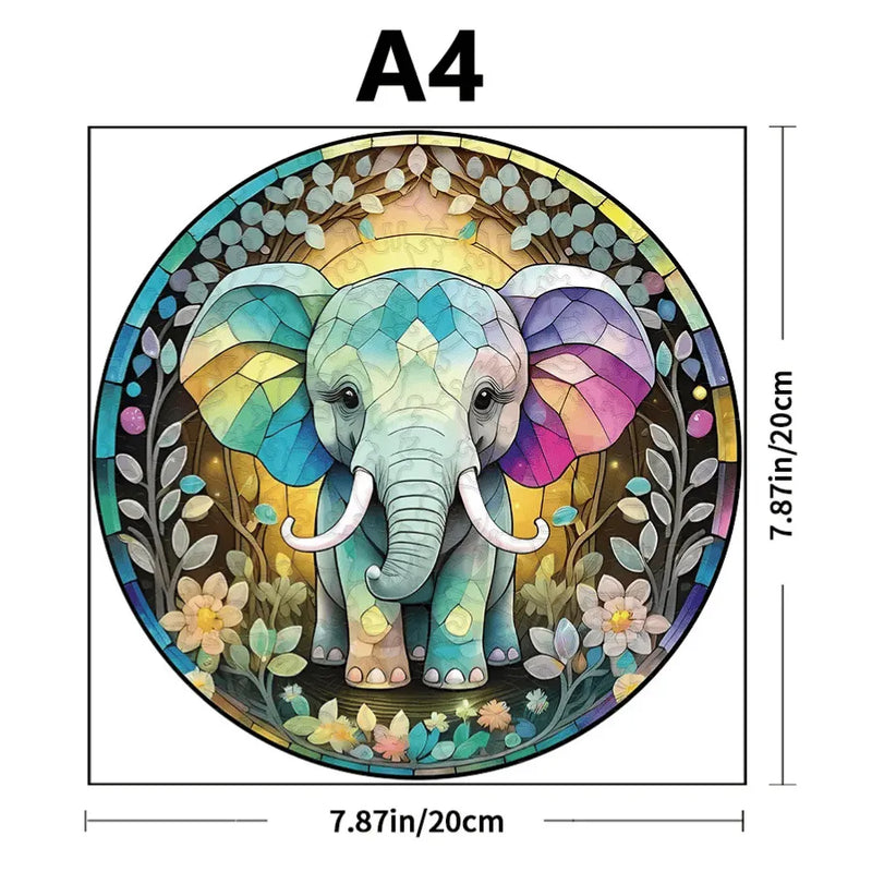 Quebra-Cabeça De Madeira Inova WOOD PUZZLE - Elefante Em Cristal | Diversão Com Diversos Benefícios Para Crianças e Idosos