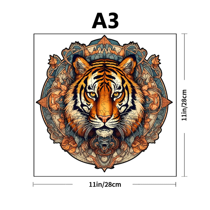 Quebra-Cabeça de Madeira Inova WOOD PUZZLE - Tigre Abstrato | Diversão com Diversos Benefícios