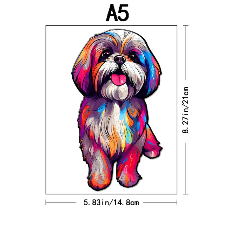 Quebra-Cabeça de Madeira Inova WOOD PUZZLE - Cachorro Branco  | Diversão com Diversos Benefícios