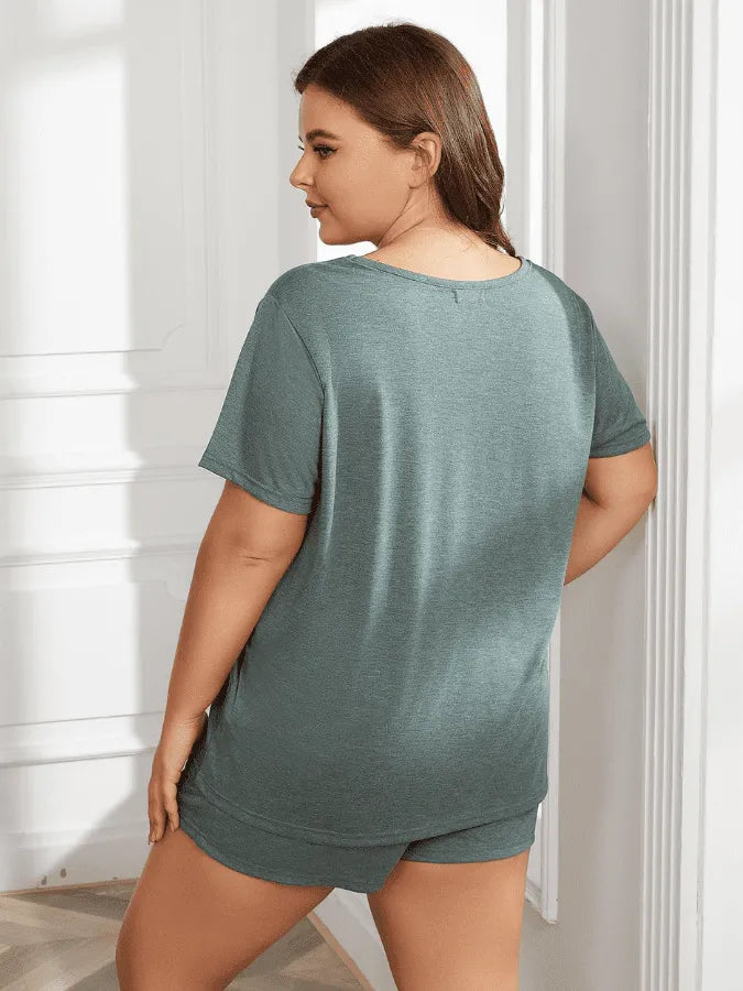 Pijama Feminino Plus Size ConfortSleep - Conjunto BabyDoll e Shorts Fresquinho LooseFit | Tecido Super Macio e Confortável