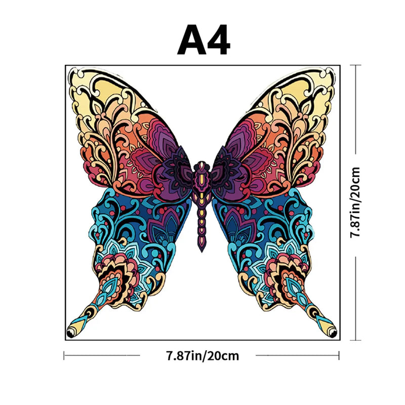 Quebra-Cabeça de Madeira Inova WOOD PUZZLE - Borboleta Vibrante  | Diversão com Diversos Benefícios para Crianças e Idosos